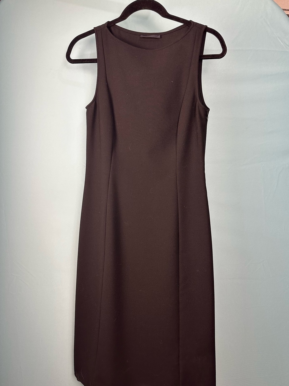 Vintage 90s Emporio Armani Black Wool Blend Midi Dress